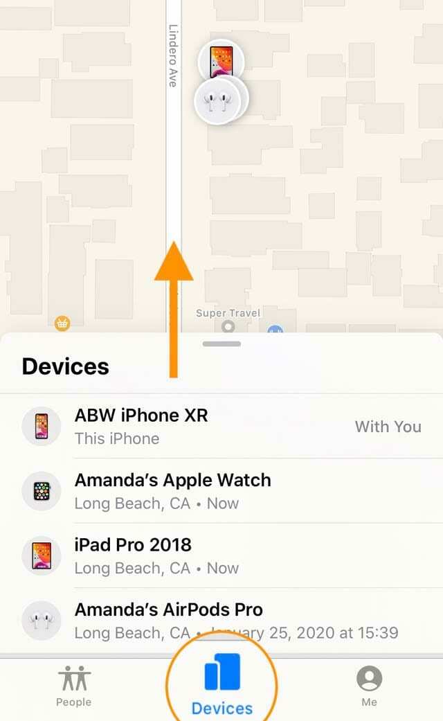 AirPods ב-find my app באייפון