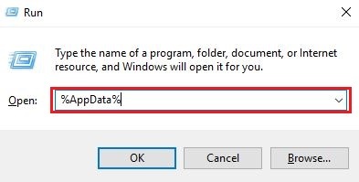 Geben Sie AppData in Run Utility ein