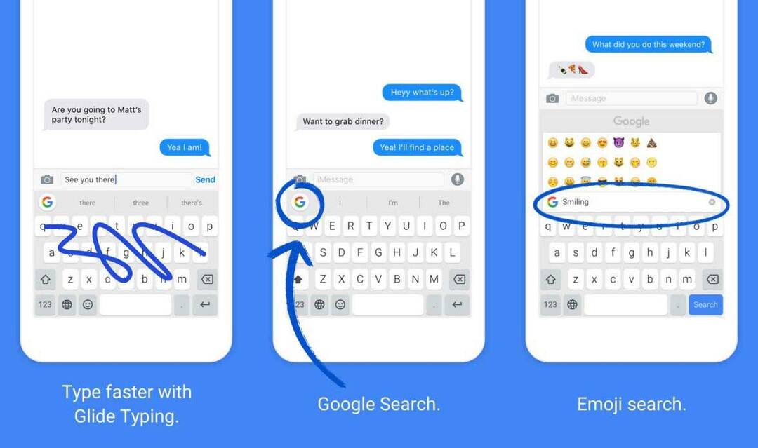 Gboard tastatūra iPhone tālrunim