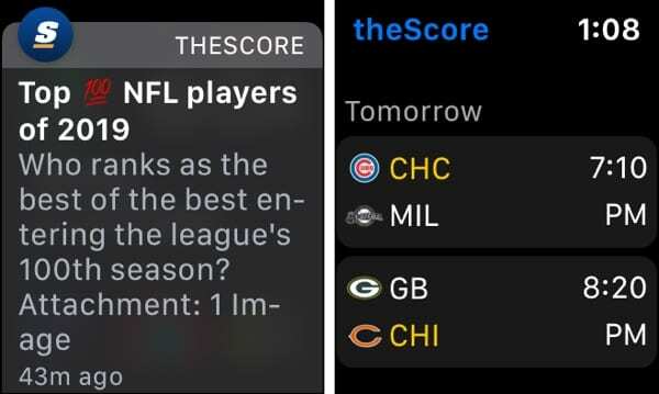 theScore na Apple Watch