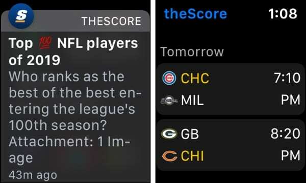 theScore على Apple Watch