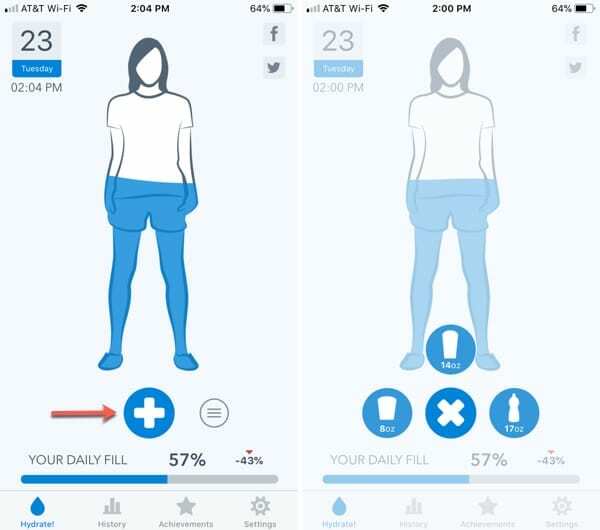 iPhone agrega rápidamente la ingesta de agua