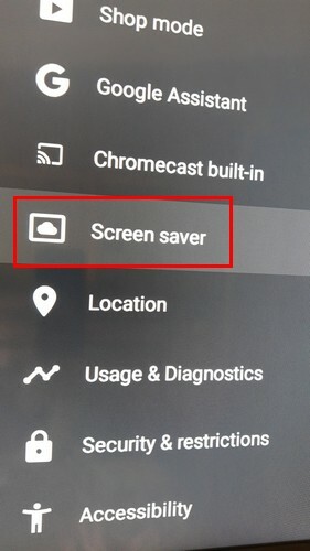 Skjermspareralternativ Android TV