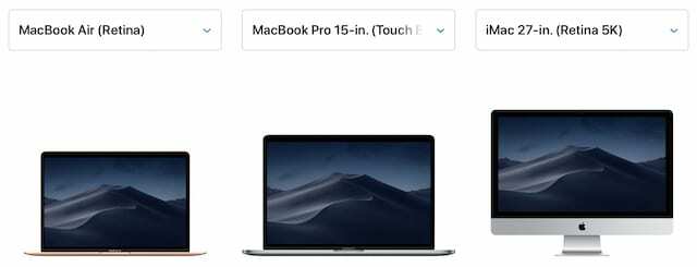 Macs no site da Apple