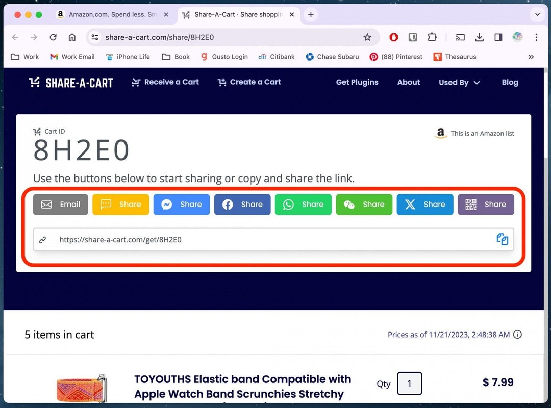 अमेज़न एक कार्ट साझा करें