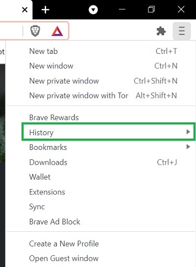 opțiunea istoricului browserului