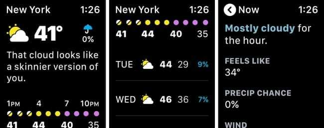 Carrot Weather na Apple Watch