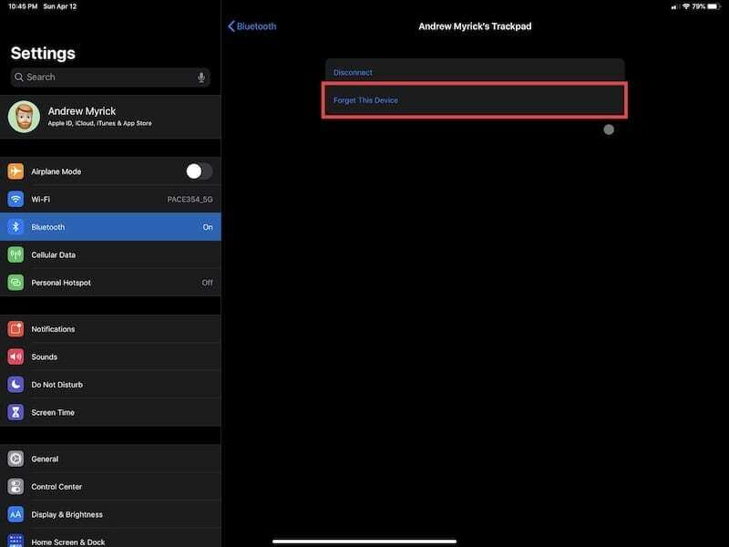Zrušte spárovanie trackpadu s iPadom 2
