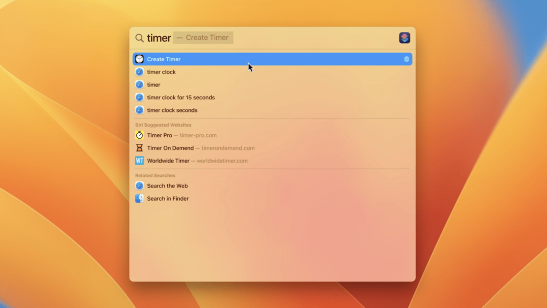 Funcția macOS Ventura Spotlight