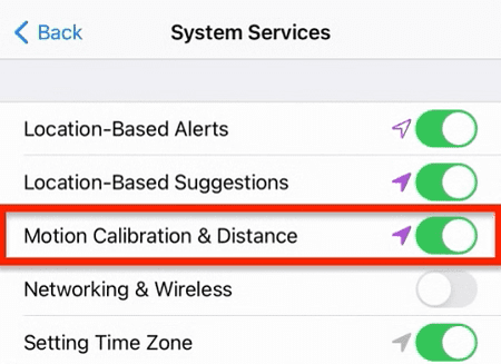 Motion-Calibration-Distance-settings-iPhone