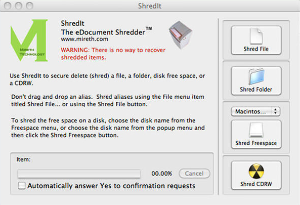 ShredIt - تطبيق Mac Shredder