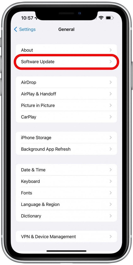 Opdater din iPhone til den nyeste iOS - blå cirkel omkring placering iphone