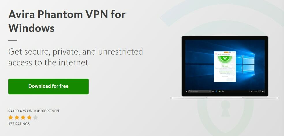 Avira Phantom VPN Windowsi jaoks