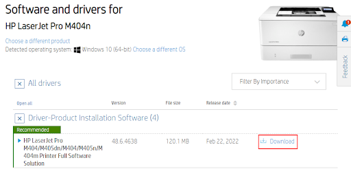 HP LaserJet Pro M404n завантажити
