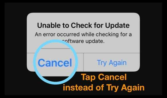 ein Software-Update abbrechen, das nicht heruntergeladen werden kann