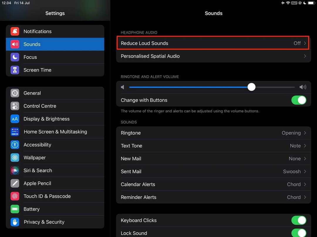 قم بالتبديل إلى Reduce Sound Settings (تقليل إعدادات الصوت) على iPad