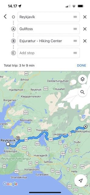 Snímka obrazovky zobrazujúca posunutý cieľ v Mapách Google pre iOS