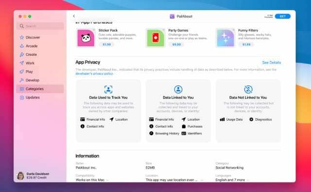 Informações de privacidade da App Store