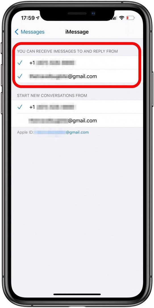 Vá para as configurações de Mensagens no seu iPhone e selecione Enviar e Receber. 