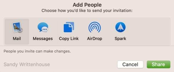 Sdílet seznam připomenutí Přidat People-Mac