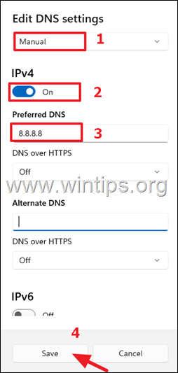 Windows 1011 で DNS 設定を変更する方法。