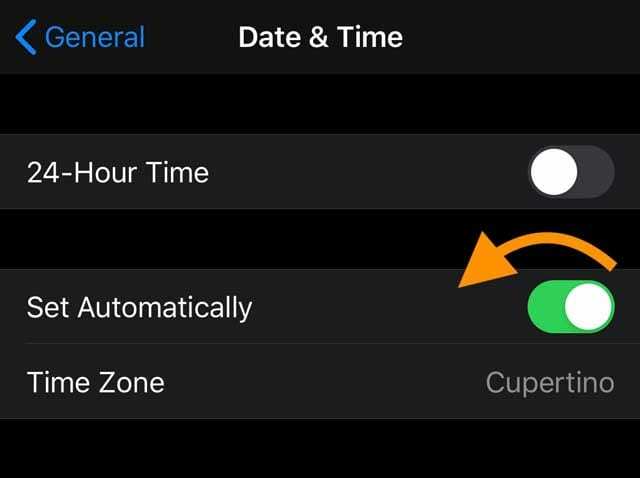 alternar data e hora definidas automaticamente