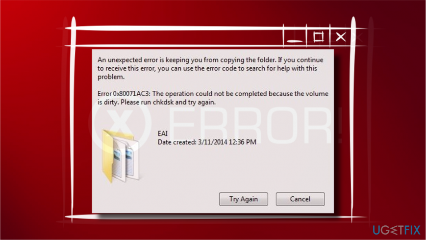 Veranschaulichen des 0x80071AC3-Fehlers unter Windows