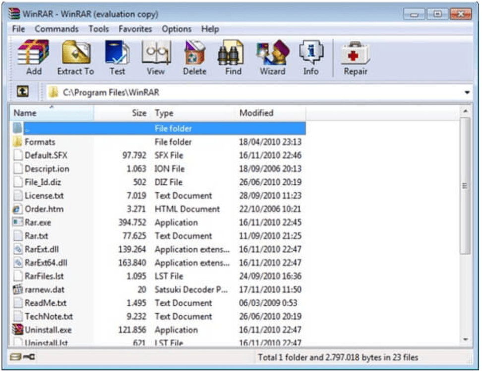 Software de compresión de archivos WinRAR 