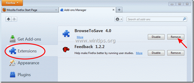 Entfernen Sie Browse, um zu speichern - Firefox