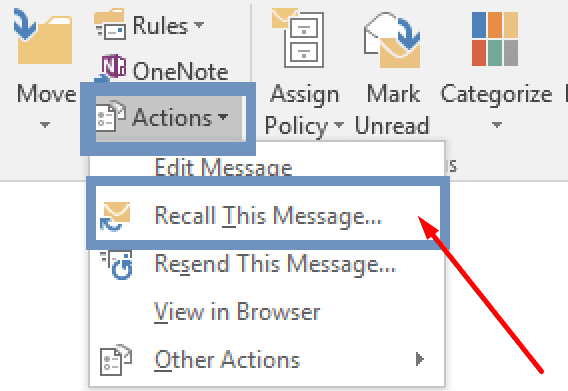 Recall This Message Outlook