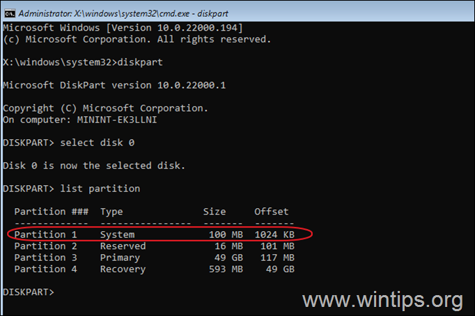 Trouver la partition système