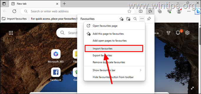 იმპორტი edge ფავორიტები
