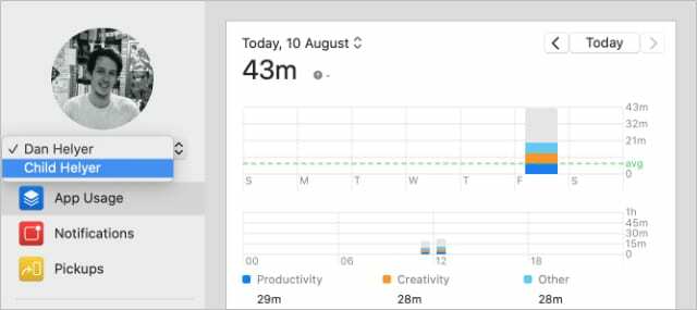 Izbira imena družinske skupne rabe v Screen Time