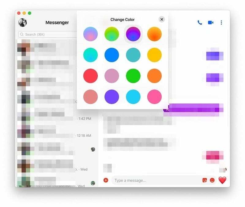 Módosítsa a csevegés színeit az FB Messengerben