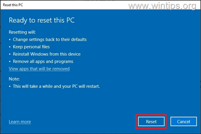 oprava windows 10 resetom tohto pc