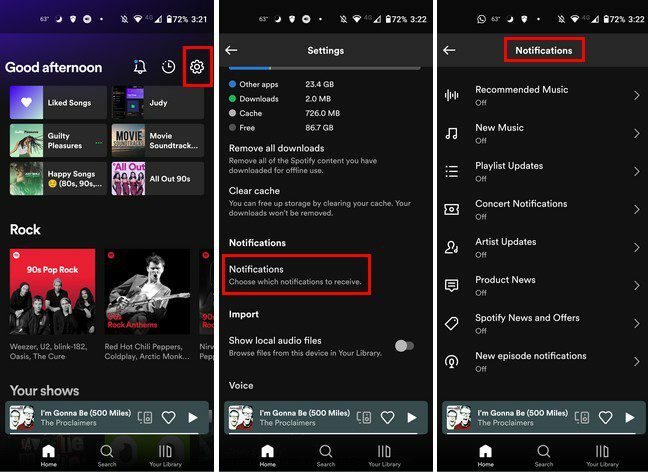 Уведомления Spotify Android