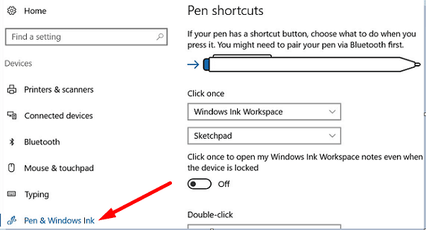 Ρυθμίσεις στυλό-Windows-Ink-surface-pen
