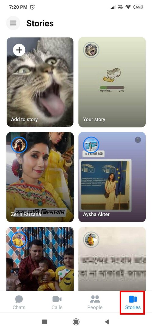 Idite na karticu s pričama u aplikaciji Messenger za Android