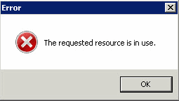 Тражени ресурси су у употреби грешка