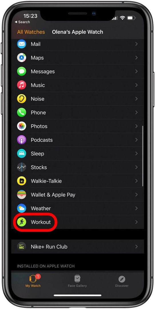 iPhone'daki Apple Watch uygulamasında egzersiz ayarları