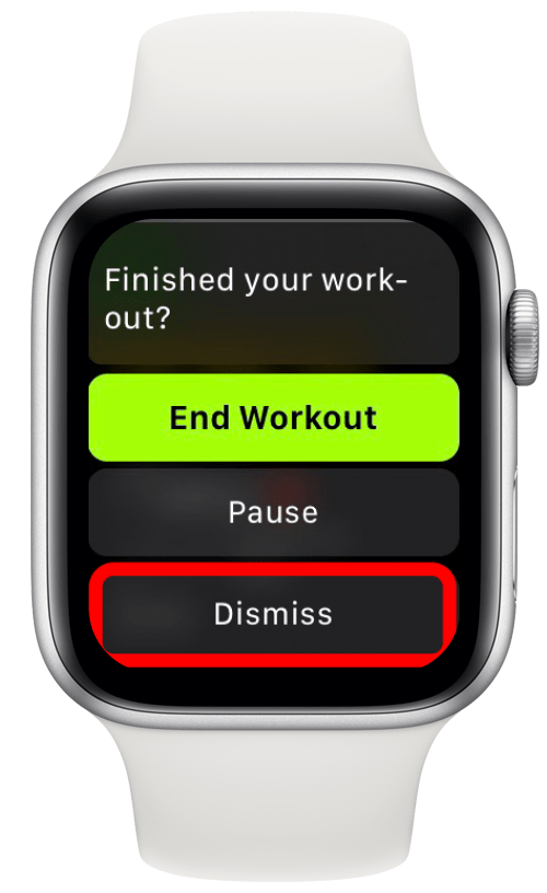 Tik op Negeren om door te gaan met het volgen van je training op Apple Watch