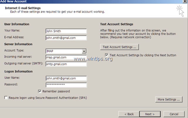 postavljanje gmaila imap-a
