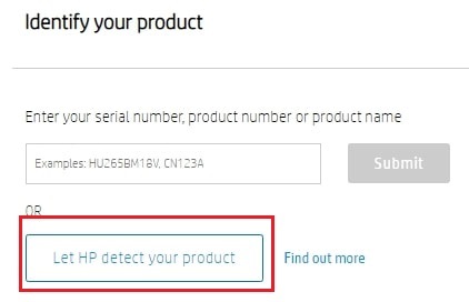 HP को आपके उत्पाद का पता लगाने दें