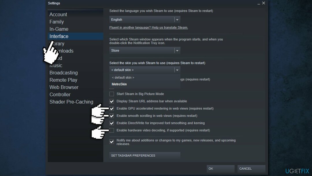 Interfaz de Steam