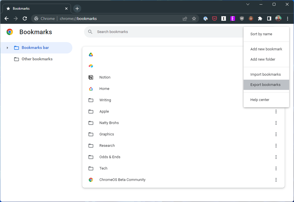 Kako izvoziti zaznamke Chrome v sistemu Windows - 3