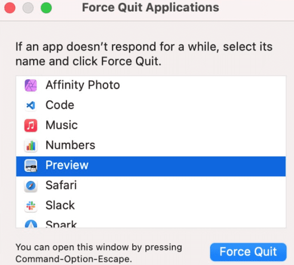 تطبيقات macOS-Force-quit