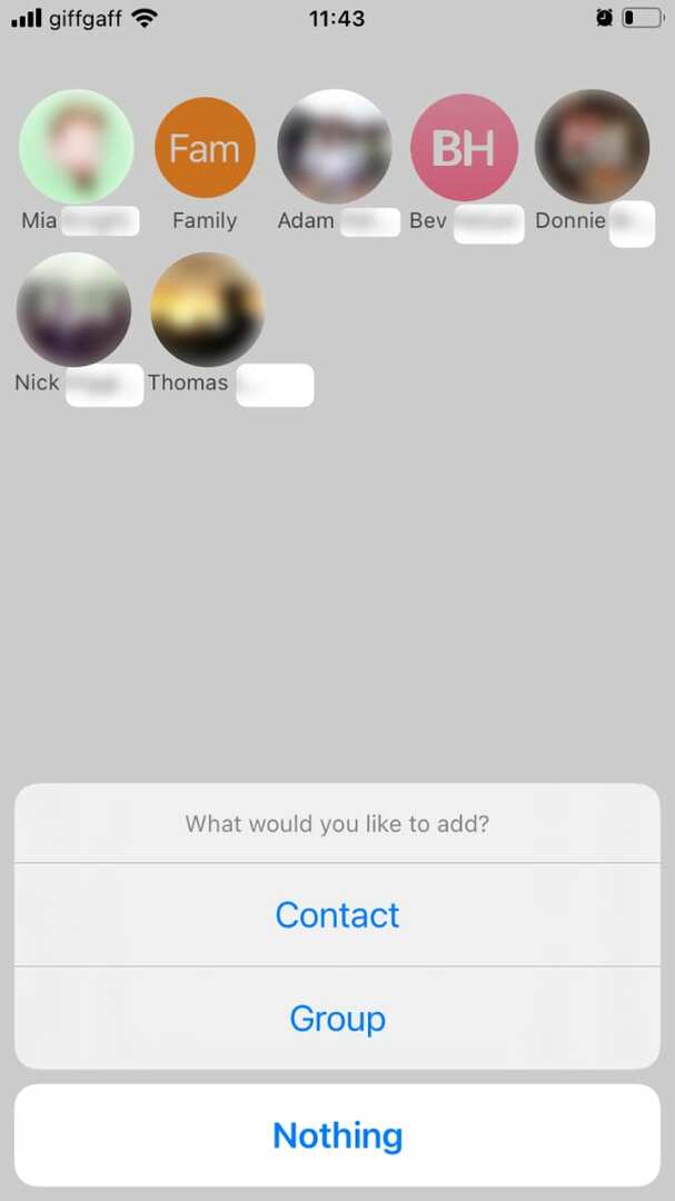 Favorite Contact Lansatorul aplicației pop-up nou contact