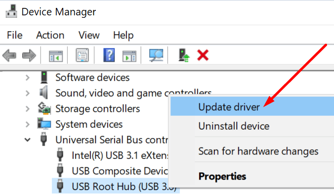 perbarui driver USB windows 10