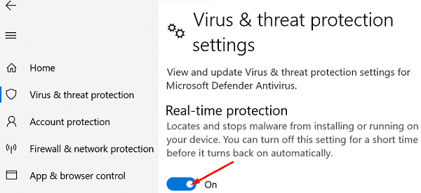 Windows-seguridad-protección en tiempo real
