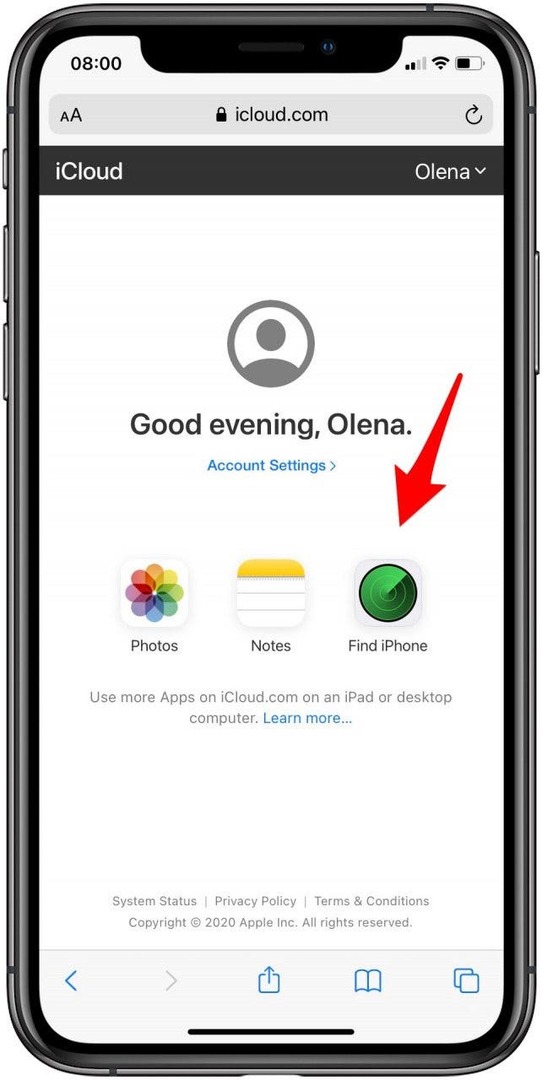 Faça login no Find iPhone